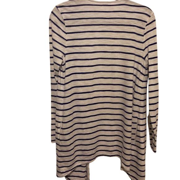 Chico's Striped Cotton The Ultimate Tee Collection Cotton Nautical Cardigan SZ 0 - Picture 7 of 10